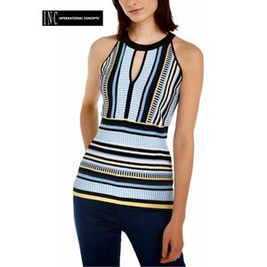 INC International Concepts Striped Knit Halter Top